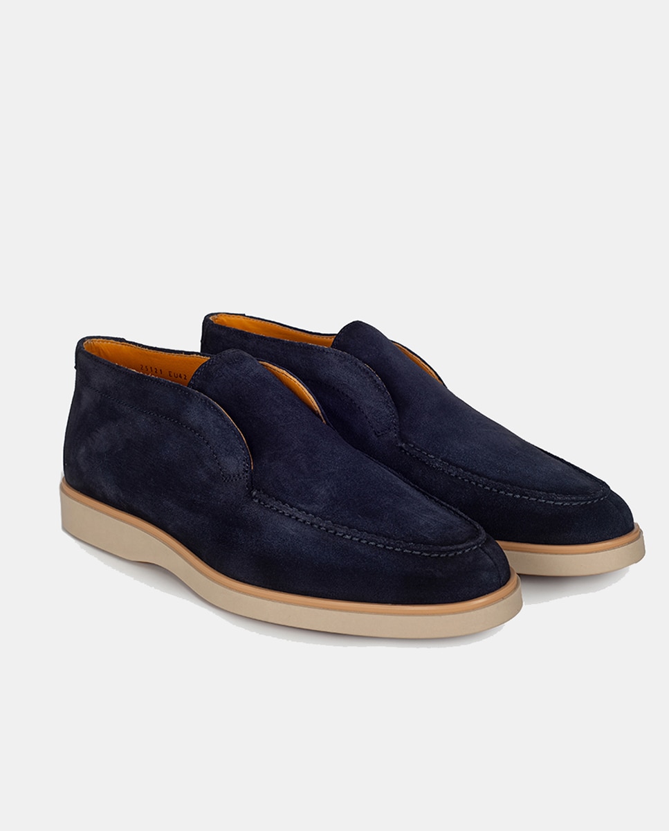 Botins com Sola de Borracha e em Croute Azul-marinho-9