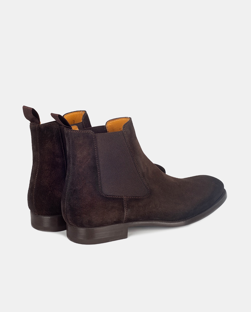 Botas Tipo Chelsea com Fecho Elástico e em Camurça Castanho-claro-3