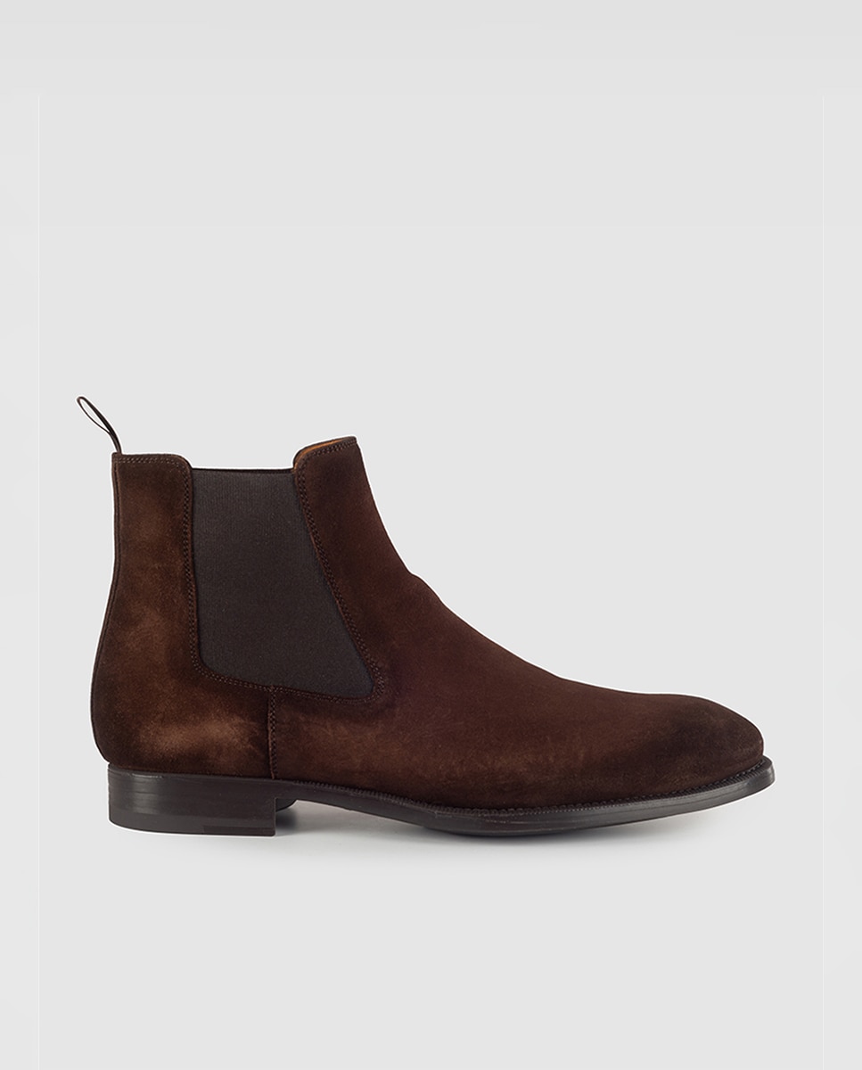 Botas Tipo Chelsea com Fecho Elástico e em Camurça Castanho-claro-7