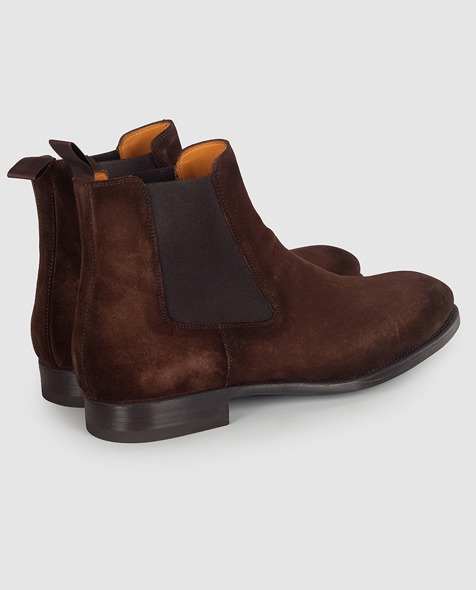Botas Tipo Chelsea com Fecho Elástico e em Camurça Castanho-claro-9