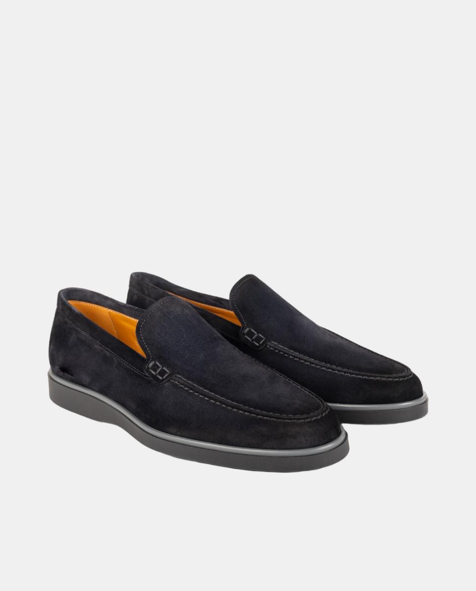 Mocassins Slip On em Pele Pg Coroa MGN Azul-escuro-2