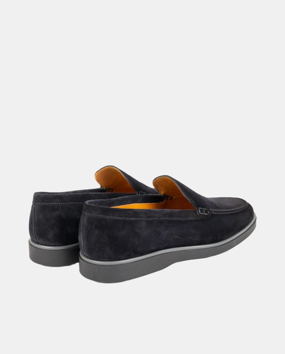 Mocassins Slip On em Pele Pg Coroa MGN Azul-escuro-3