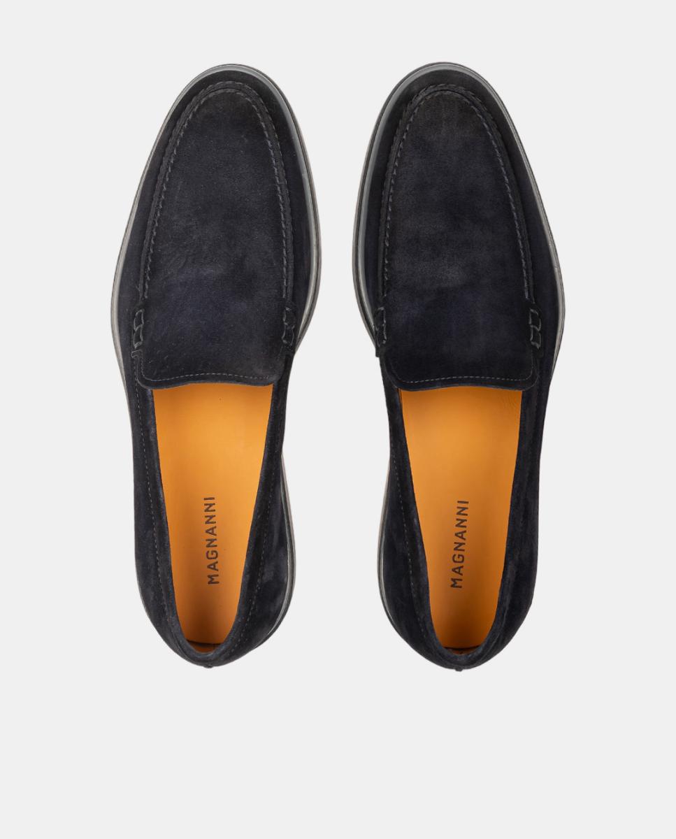 Mocassins Slip On em Pele Pg Coroa MGN Azul-escuro-4