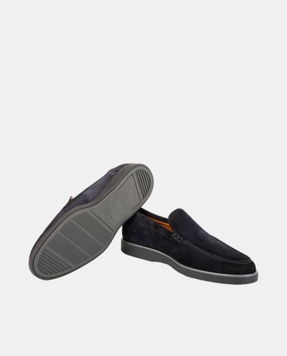 Mocassins Slip On em Pele Pg Coroa MGN Azul-escuro-5