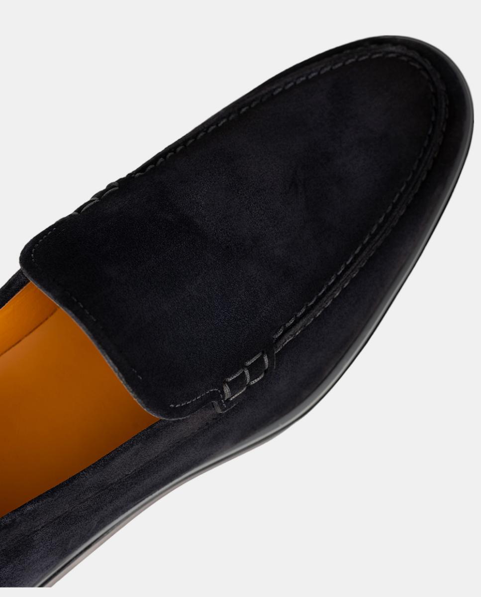 Mocassins Slip On em Pele Pg Coroa MGN Azul-escuro-6
