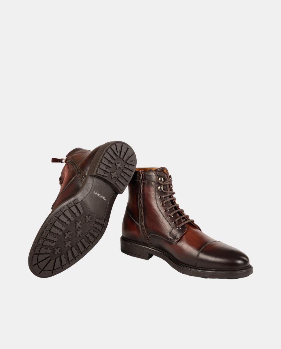 Botins de Atacadores Tipo Bluchers PL em Pele PG Princeton Castanho-5