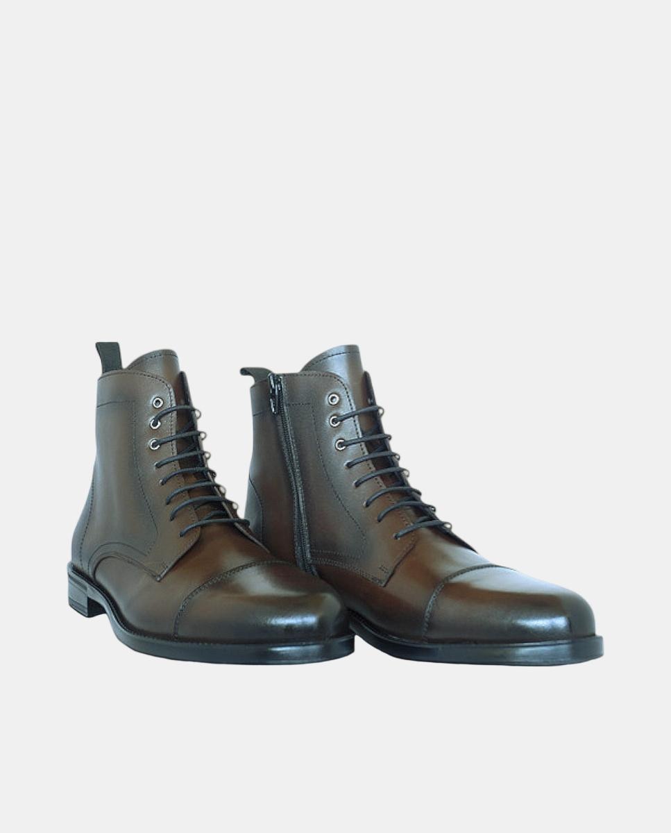 Botins com Biqueira em Pele Castanho-escuro-2