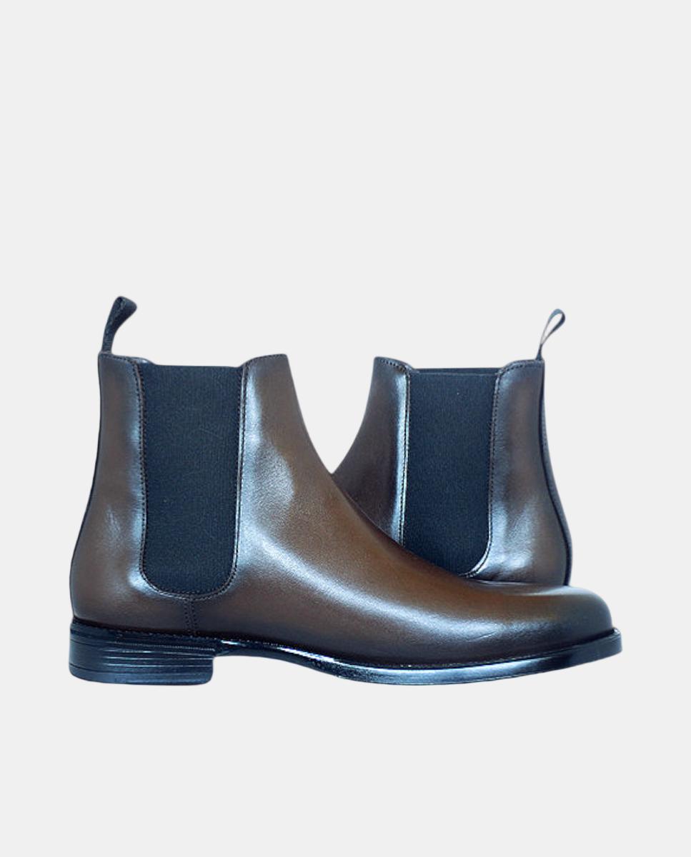 Botins Chelsea em Pele Castanho-escuro-3