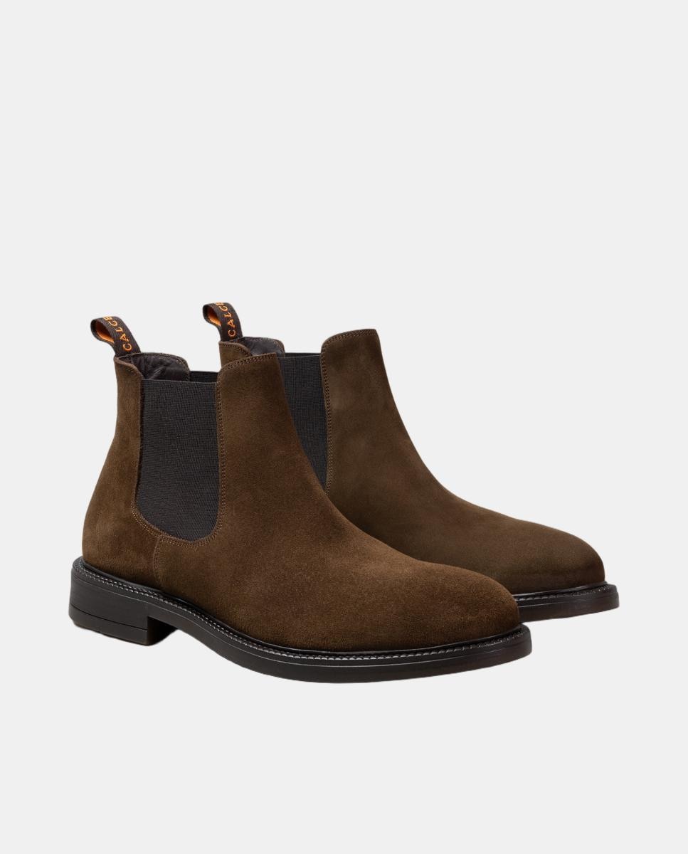 Botins chelsea pele homem piso borracha Castanho-2
