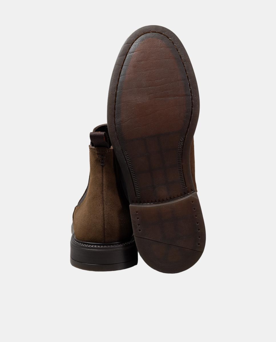 Botins chelsea pele homem piso borracha Castanho-3