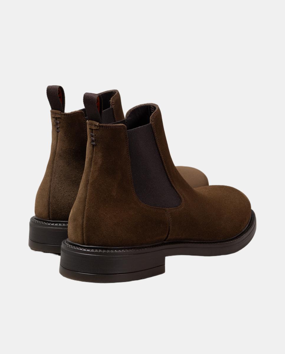 Botins chelsea pele homem piso borracha Castanho-4