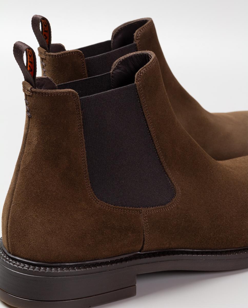 Botins chelsea pele homem piso borracha Castanho-5
