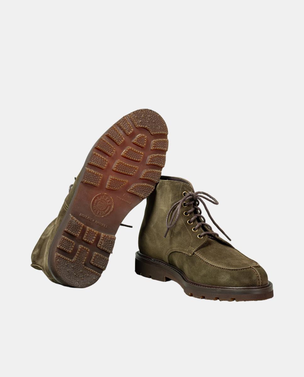 Botins atacadores pele homem piso borracha Verde Musgo-2