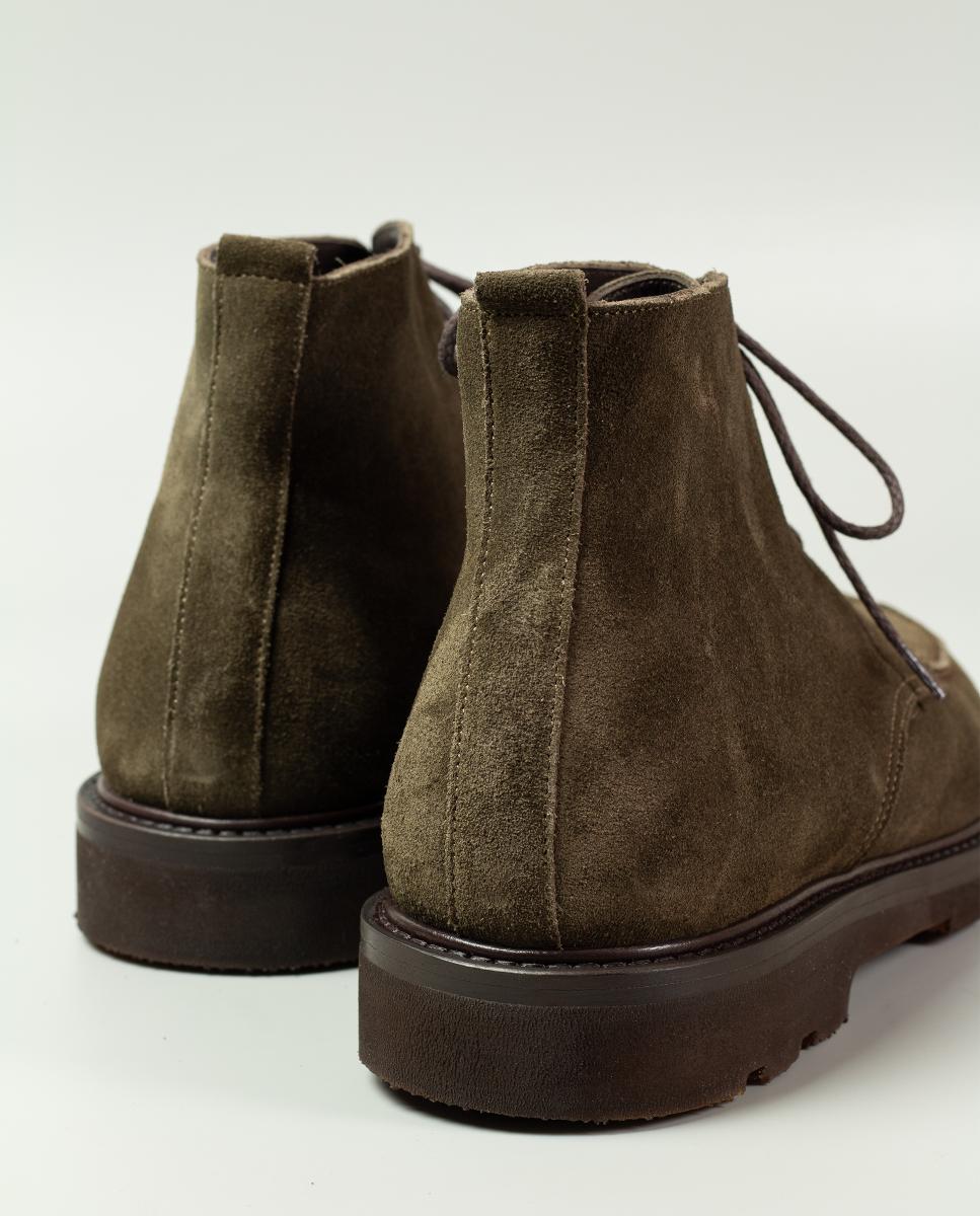 Botins atacadores pele homem piso borracha Verde Musgo-4