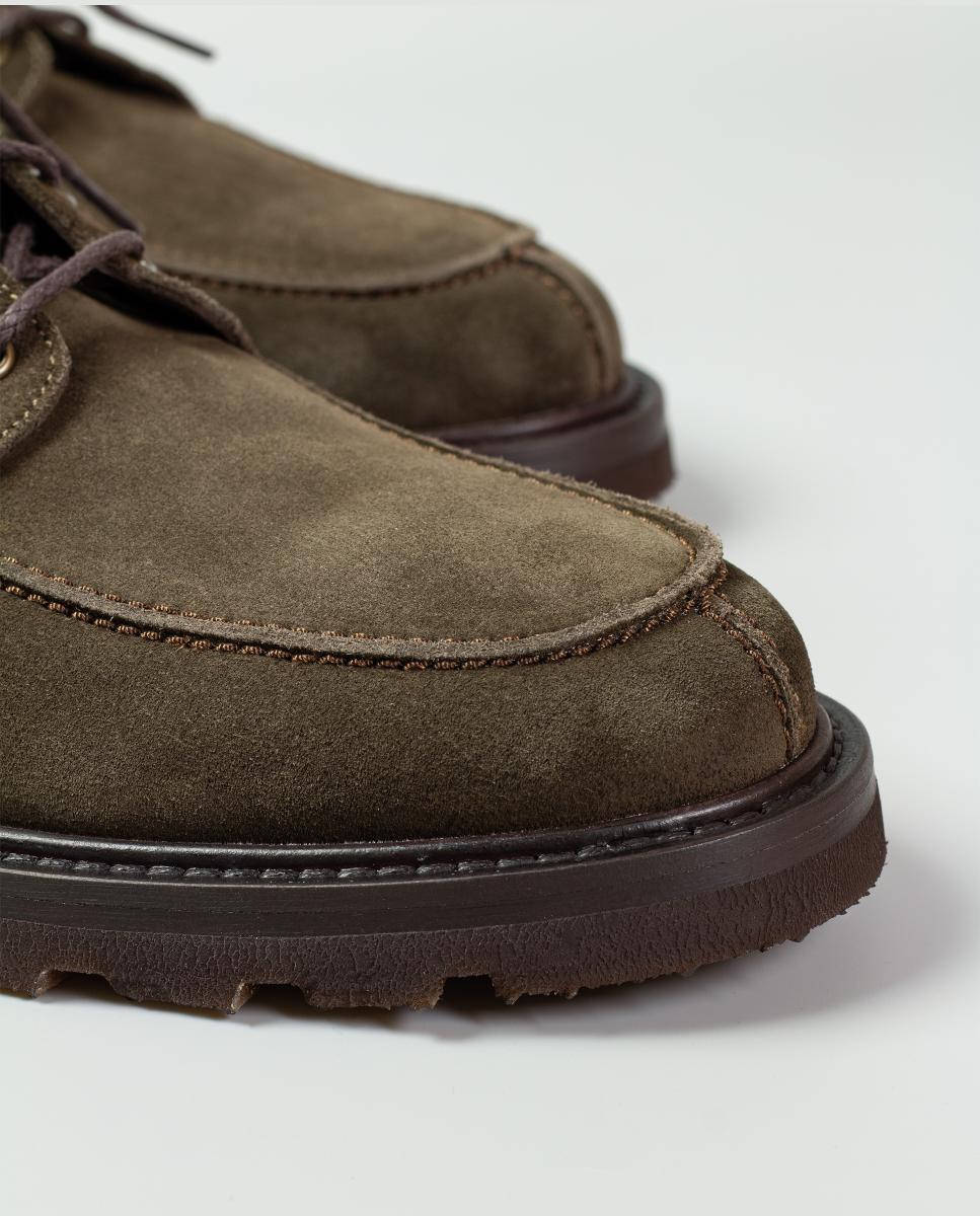 Botins atacadores pele homem piso borracha Verde Musgo-5