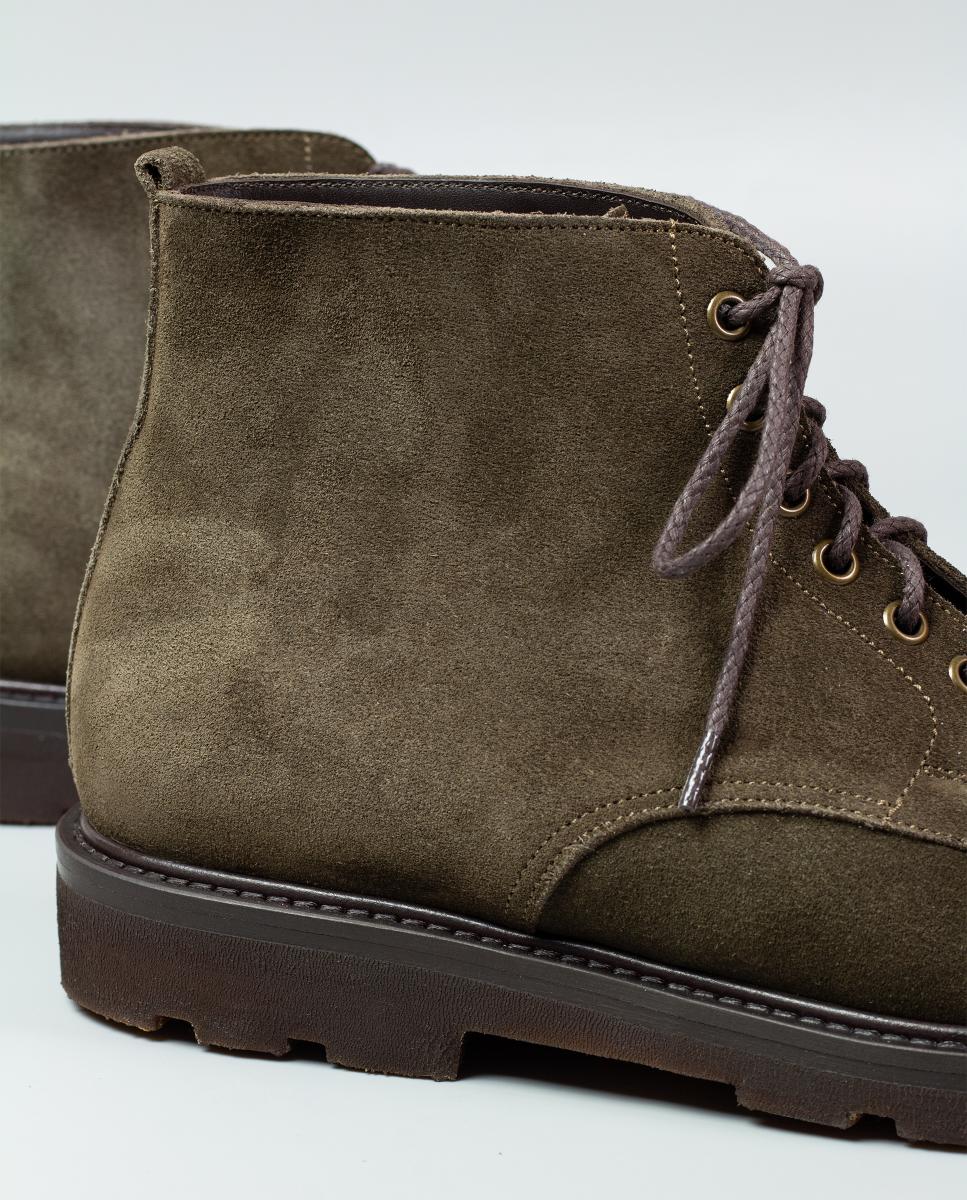 Botins atacadores pele homem piso borracha Verde Musgo-6