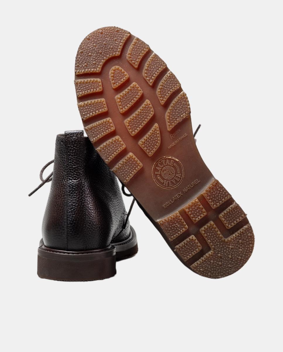 Botins atacadores pele homem piso borracha Castanho-chocolate-3