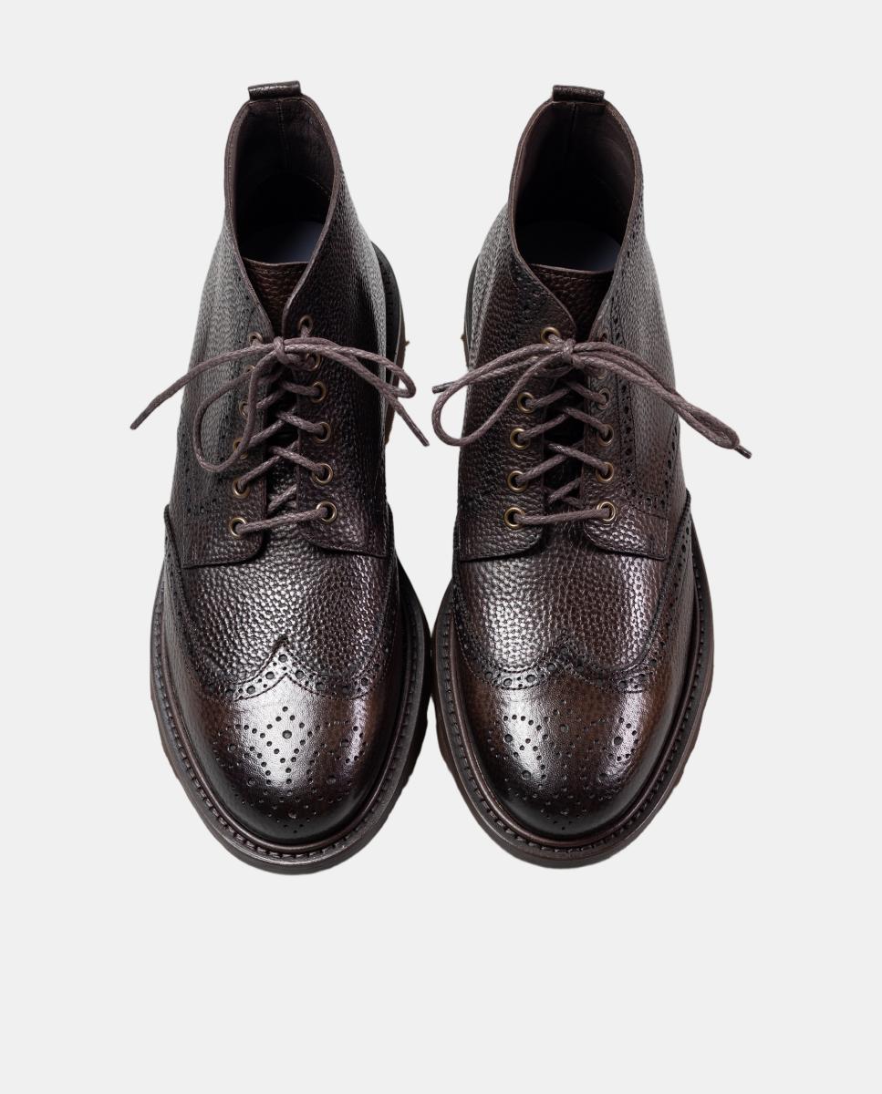 Botins atacadores pele homem piso borracha Castanho-chocolate-4