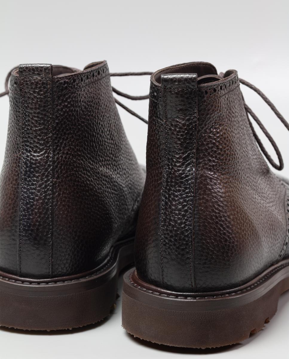 Botins atacadores pele homem piso borracha Castanho-chocolate-5