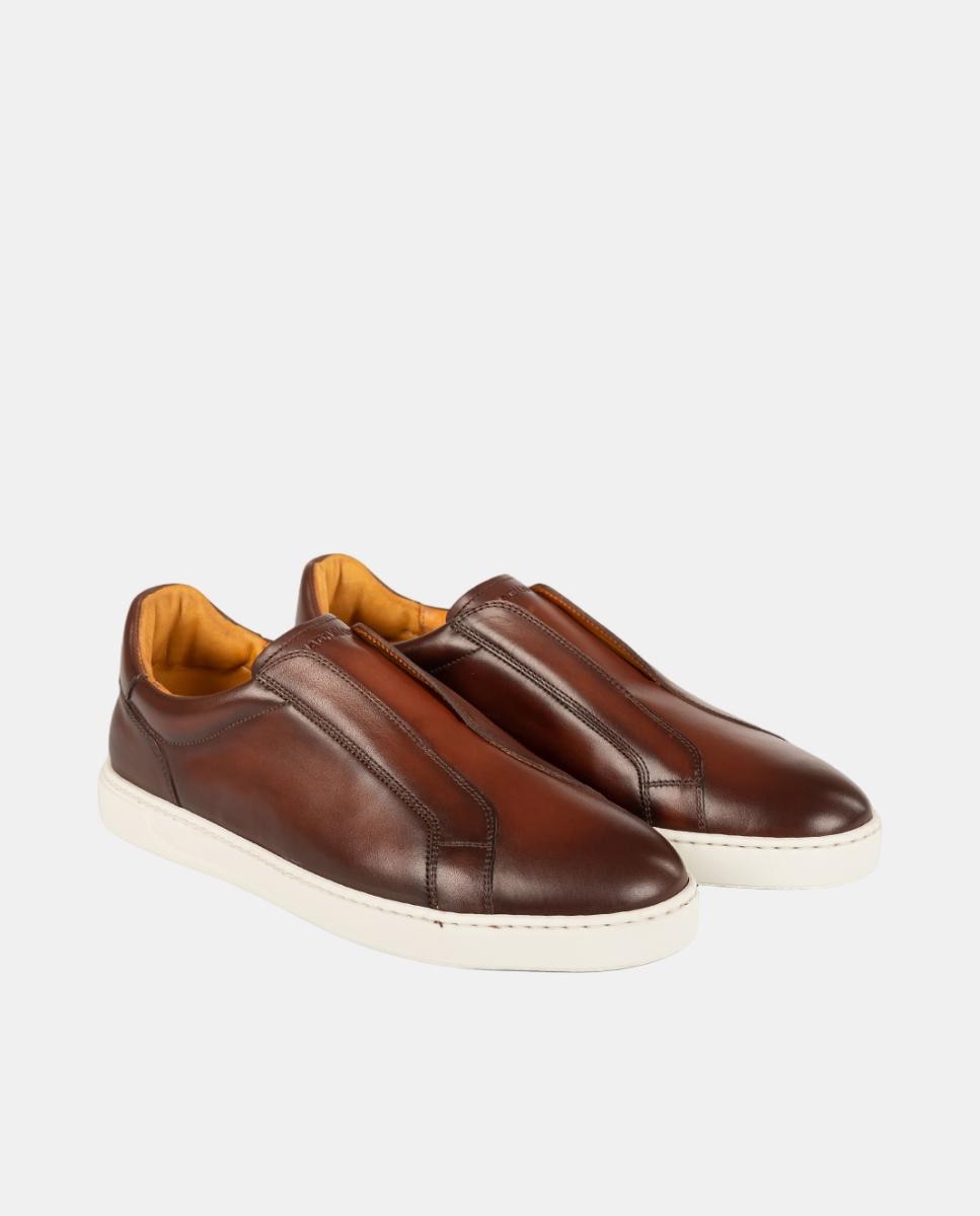 Sapatilhas Slip On em Pele Pg Nitro Castanho-claro-2