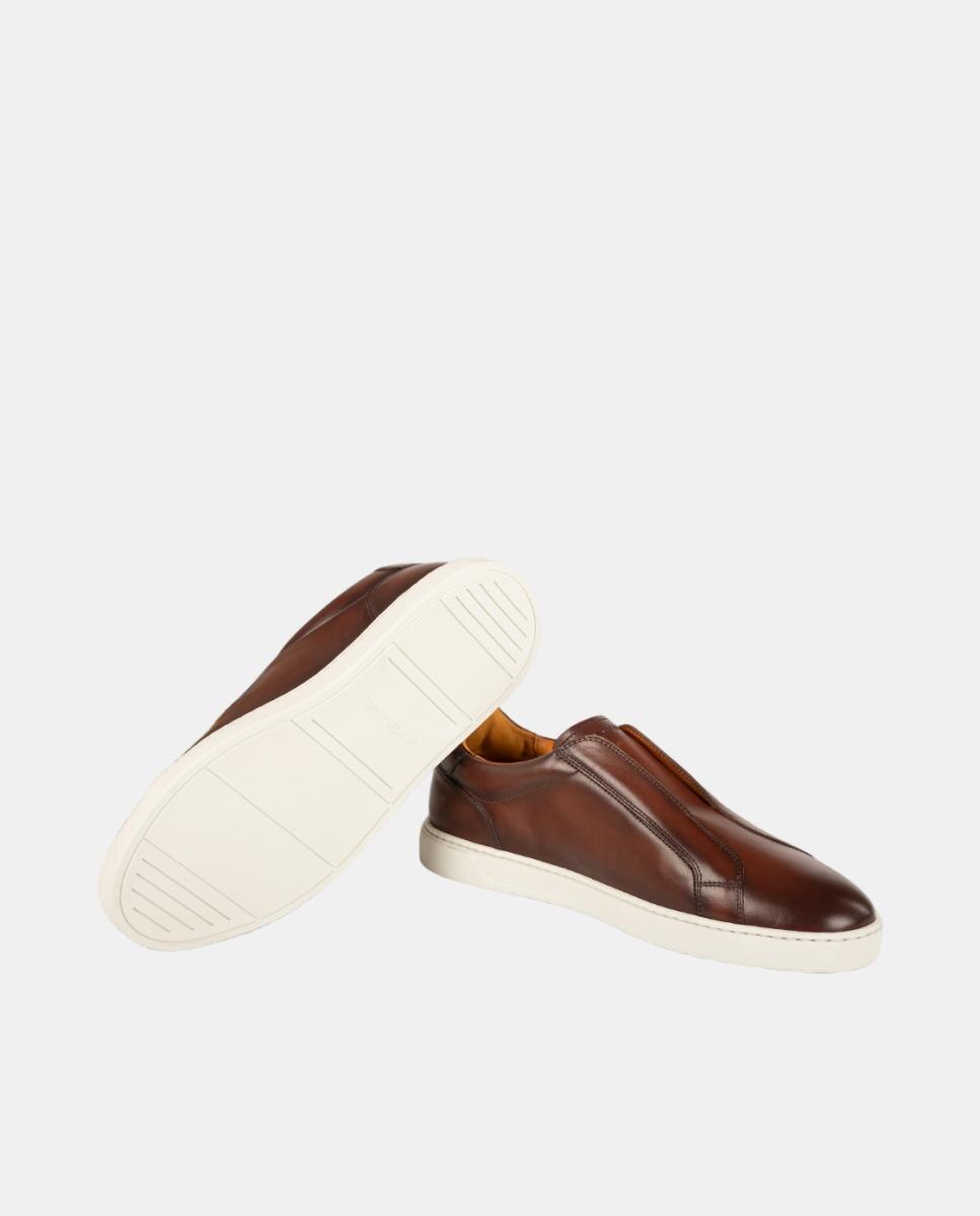 Sapatilhas Slip On em Pele Pg Nitro Castanho-claro-5