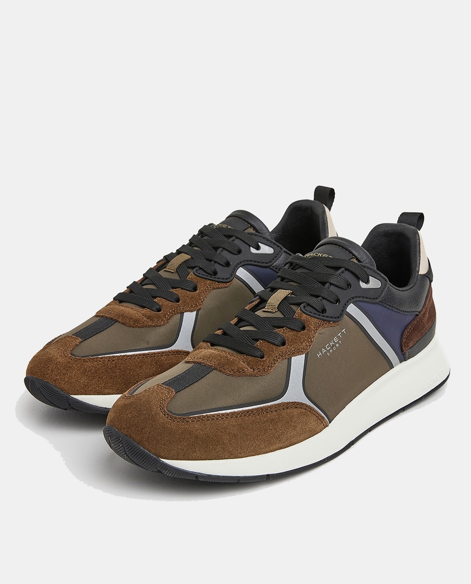 Sapatilhas Baixas H-Runner com Painéis em Contraste Caqui-2