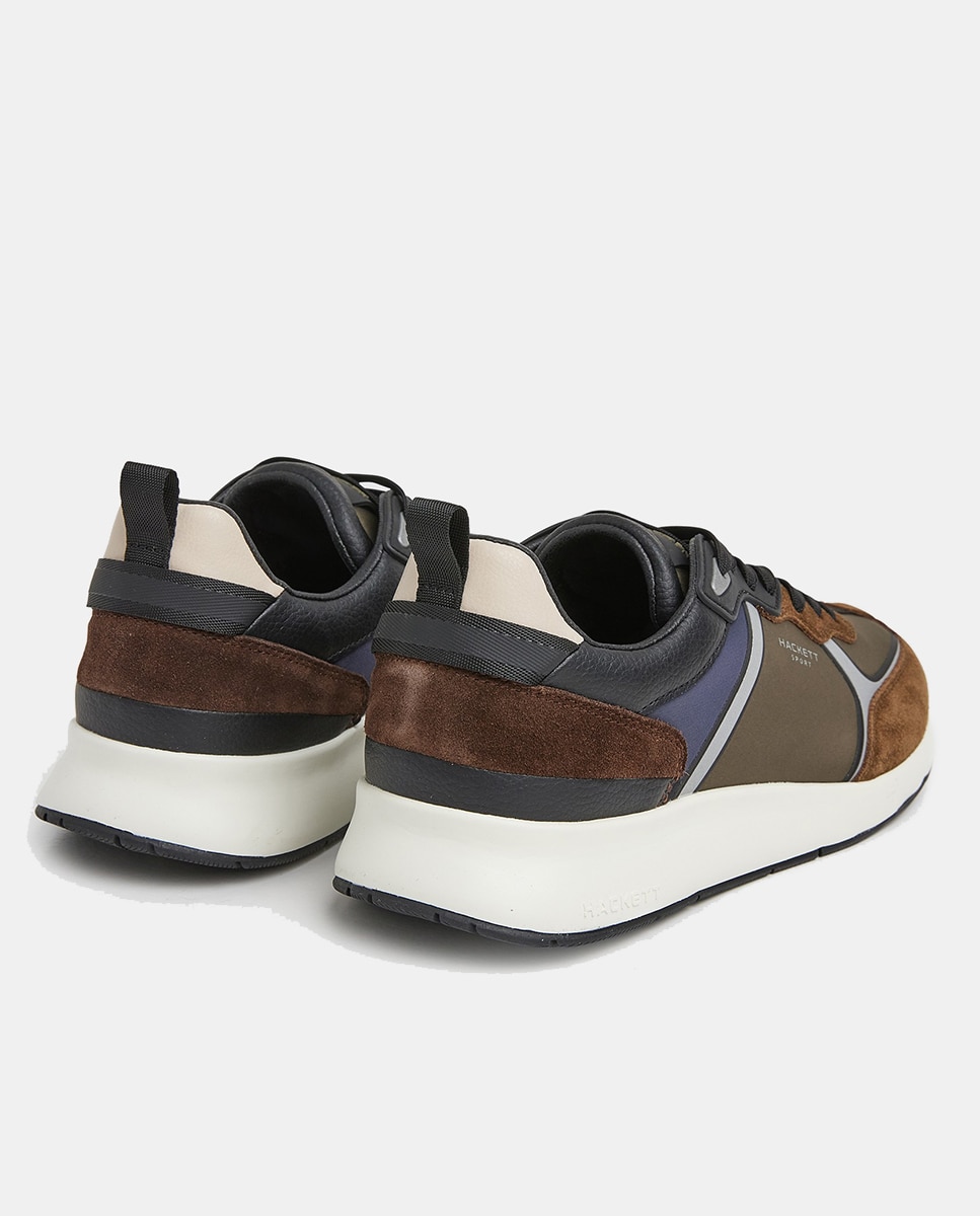 Sapatilhas Baixas H-Runner com Painéis em Contraste Caqui-5