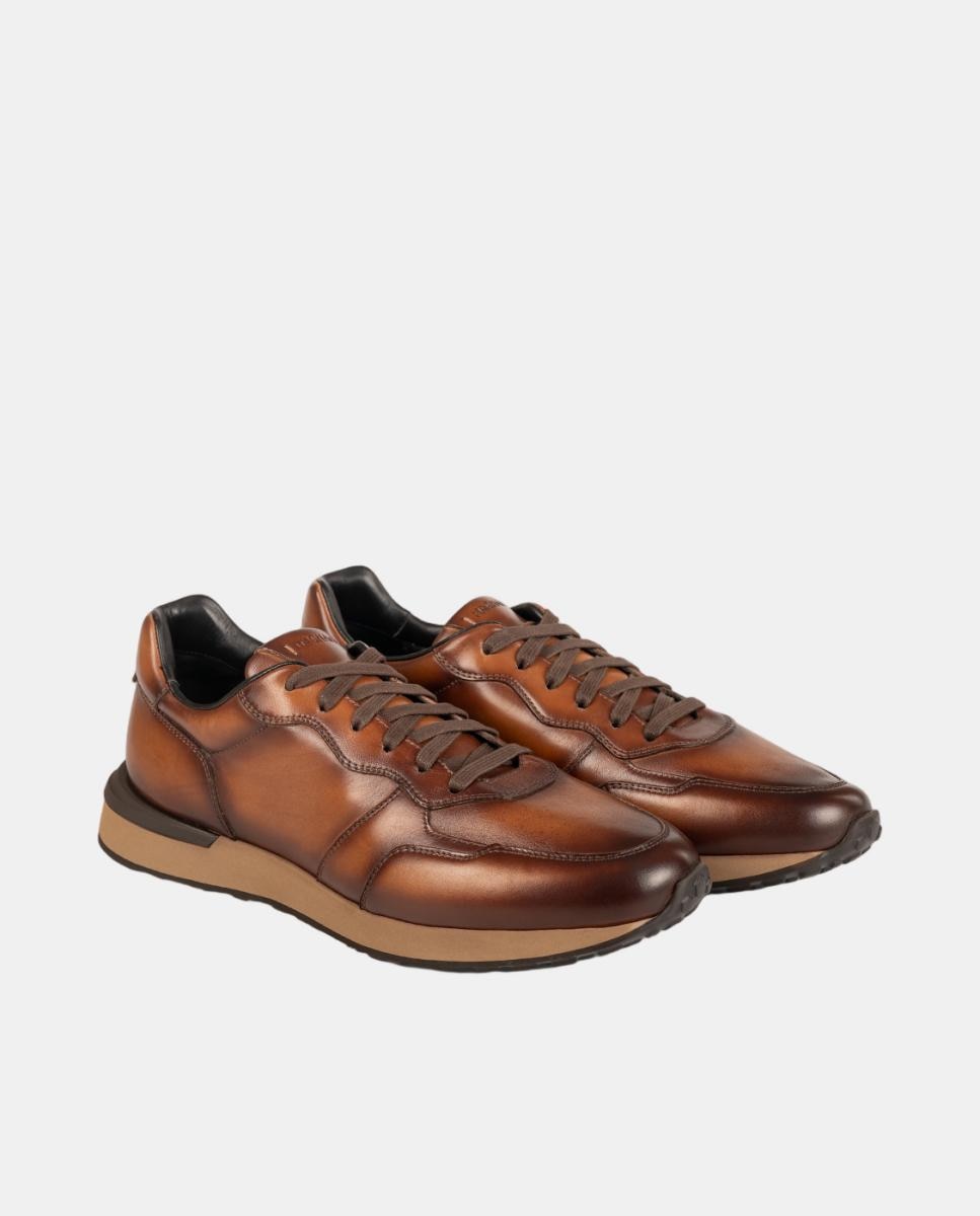 Sapatilhas de Running em Pele PG Notka Castanho-2