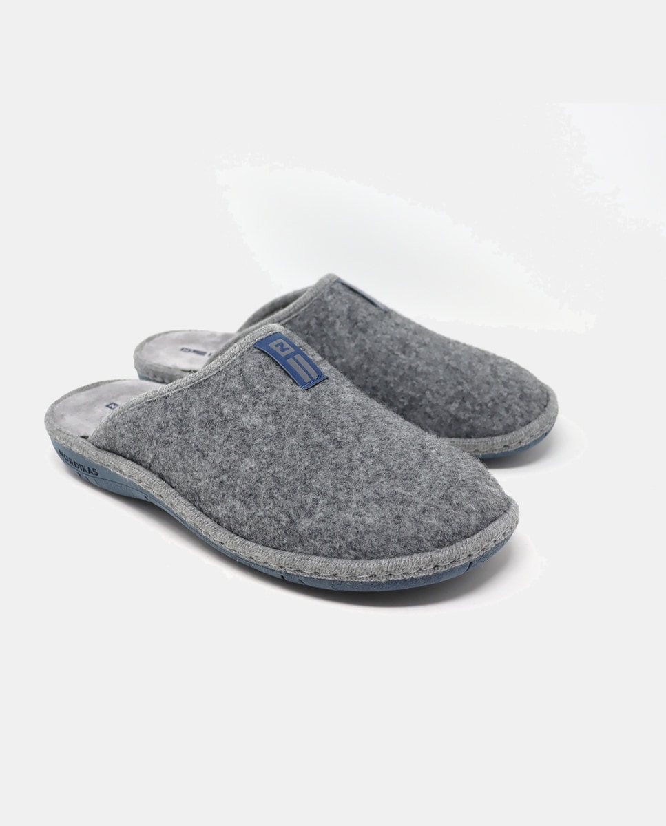 Chinelos de Quarto Lisos de Pano - Cinzento Cinzento-2