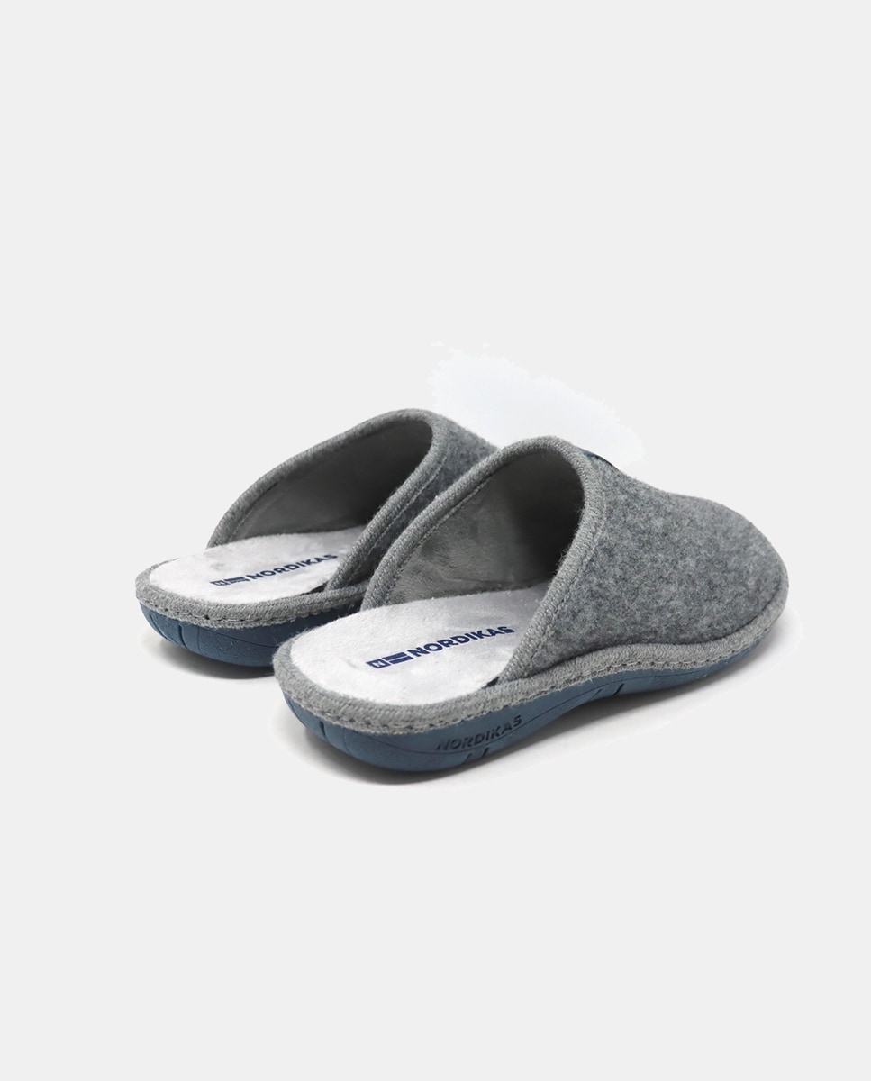 Chinelos de Quarto Lisos de Pano - Cinzento Cinzento-3