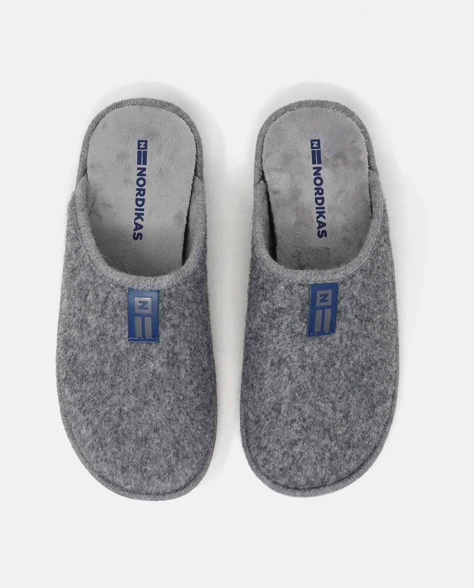 Chinelos de Quarto Lisos de Pano - Cinzento Cinzento-4