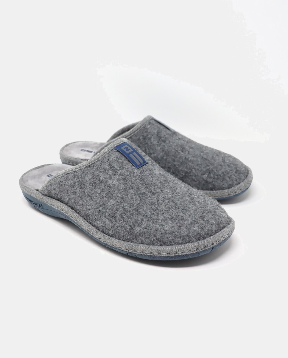 Chinelos de Quarto Lisos de Pano - Cinzento Cinzento-9