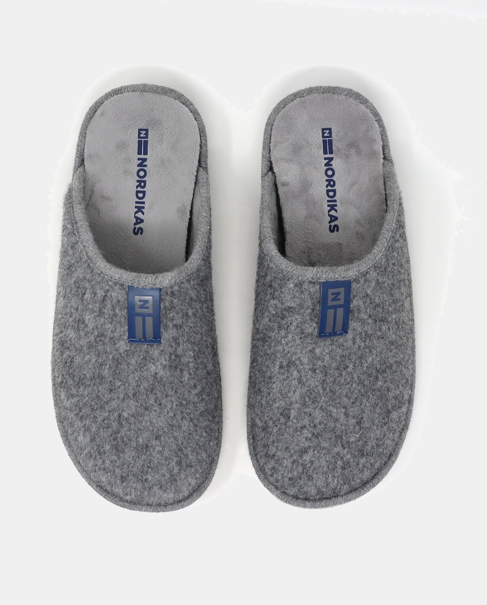 Chinelos de Quarto Lisos de Pano - Cinzento Cinzento-11