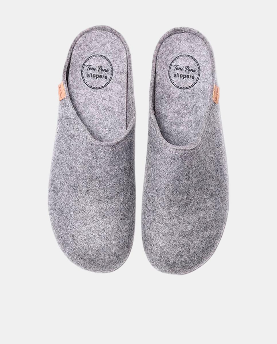 Pantufas Neo com Sola Antiderrapante, Palmilha Amovível e em Feltro Reciclado Cinzentos-3