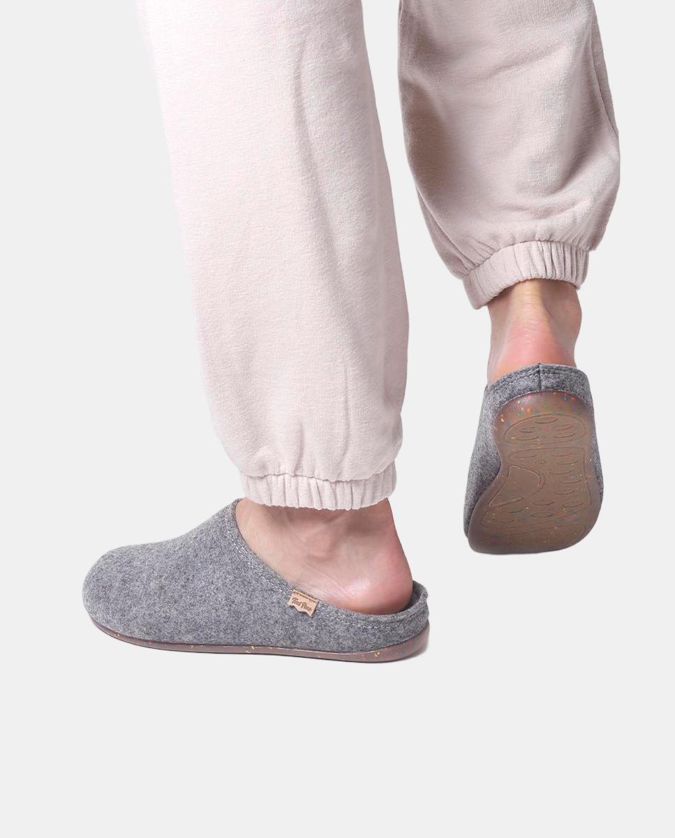 Pantufas Neo com Sola Antiderrapante, Palmilha Amovível e em Feltro Reciclado Cinzentos-4