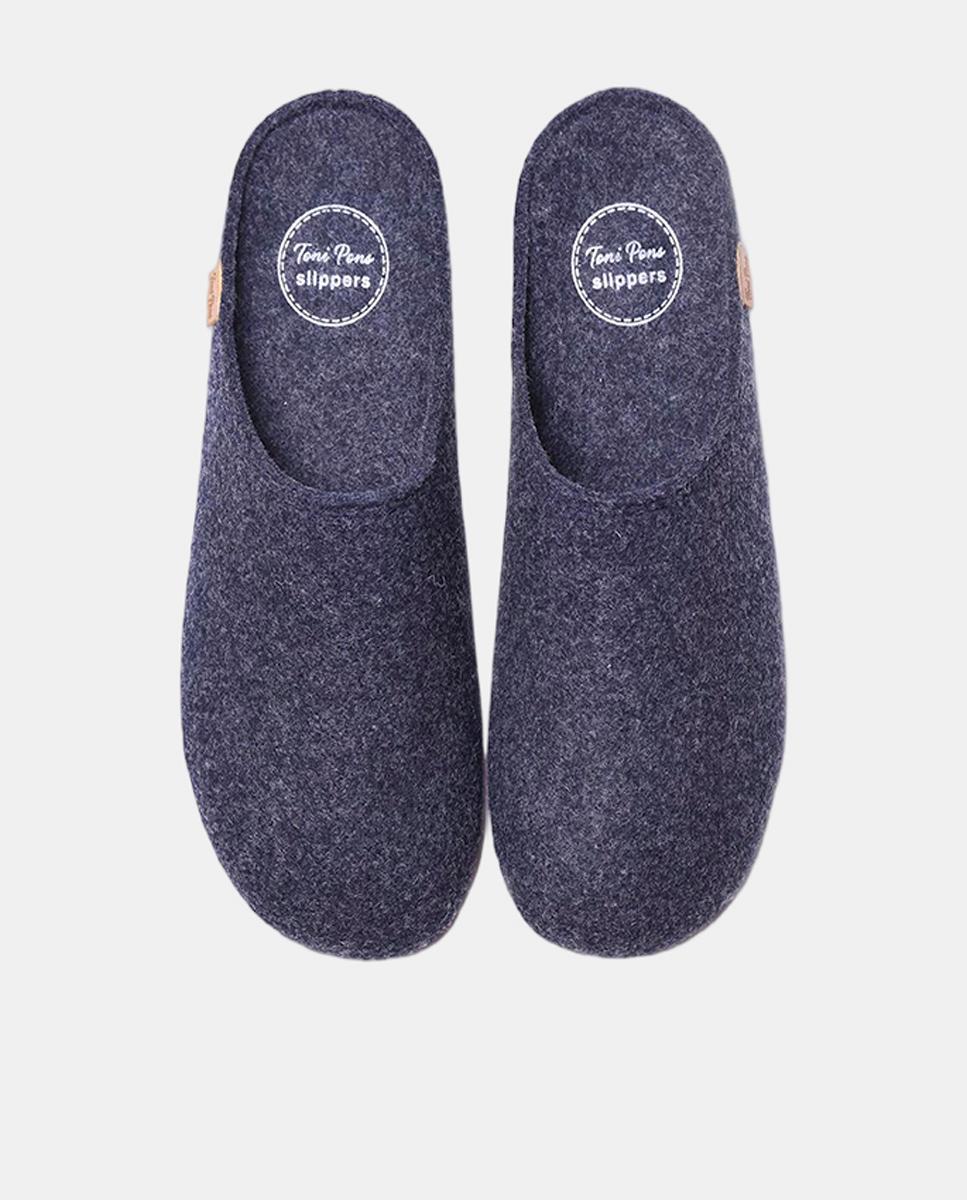 Pantufas Neo com Sola Antiderrapante, Palmilha Amovível e em Feltro Reciclado Azul-escuro-3
