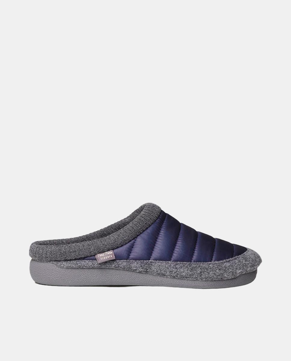 Pantufas Nix com Sola Antiderrapante, Palmilha Amovível e em Combinação de Feltro e Têxtil Azul-escuro-1