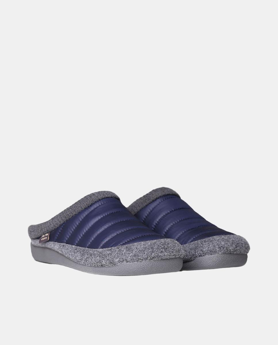 Pantufas Nix com Sola Antiderrapante, Palmilha Amovível e em Combinação de Feltro e Têxtil Azul-escuro-2