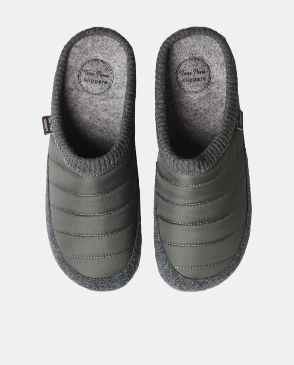 Pantufas Nix com Sola Antiderrapante, Palmilha Amovível e em Combinação de Feltro e Têxtil Verde-2