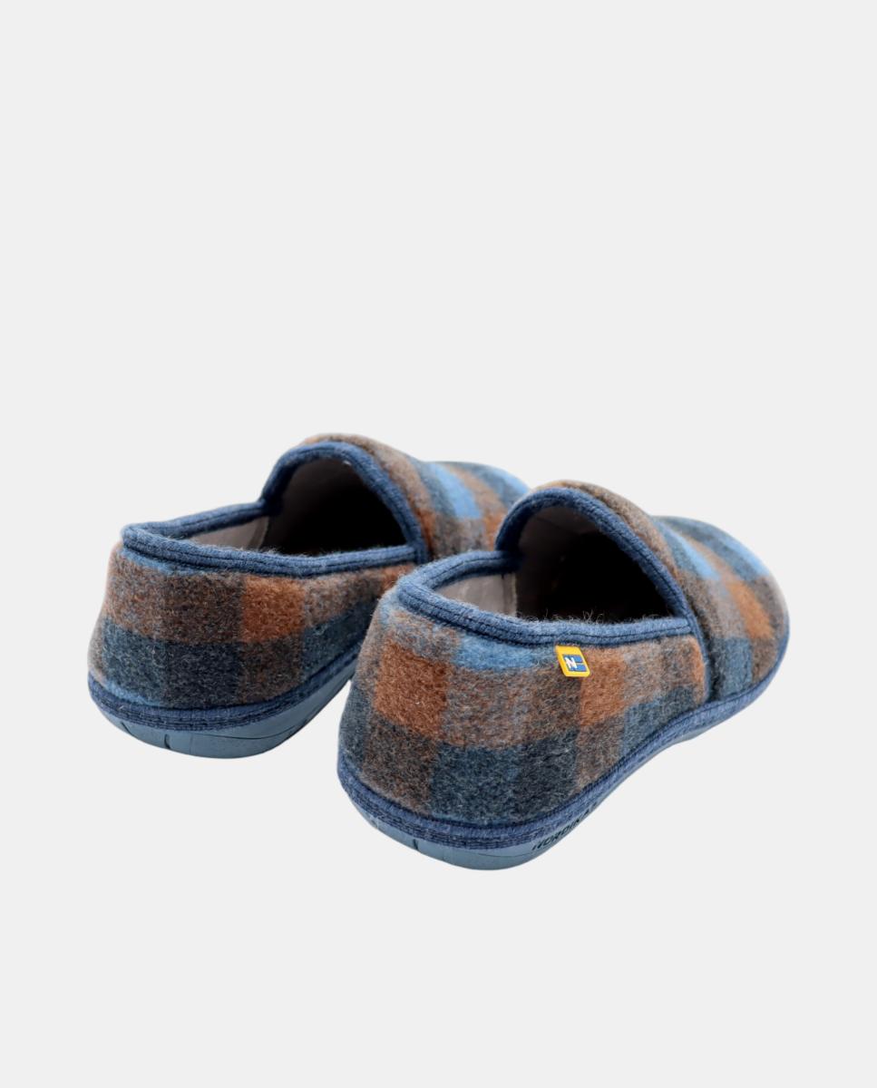 Pantufas em Tecido aos Quadrados Montana Azul-escuro-3