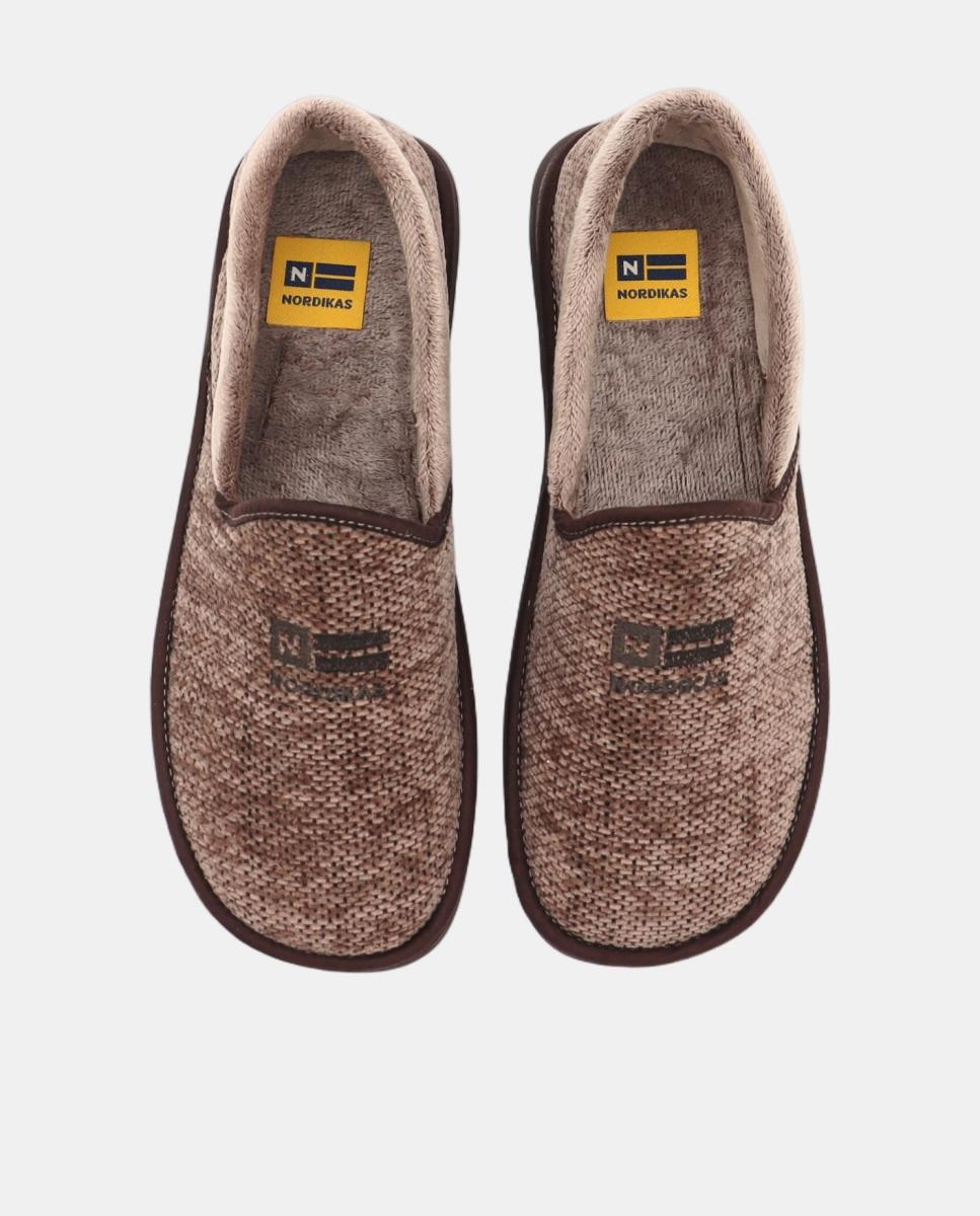 Pantufas em Tecido Tipo Chenille Castanho taupe-4