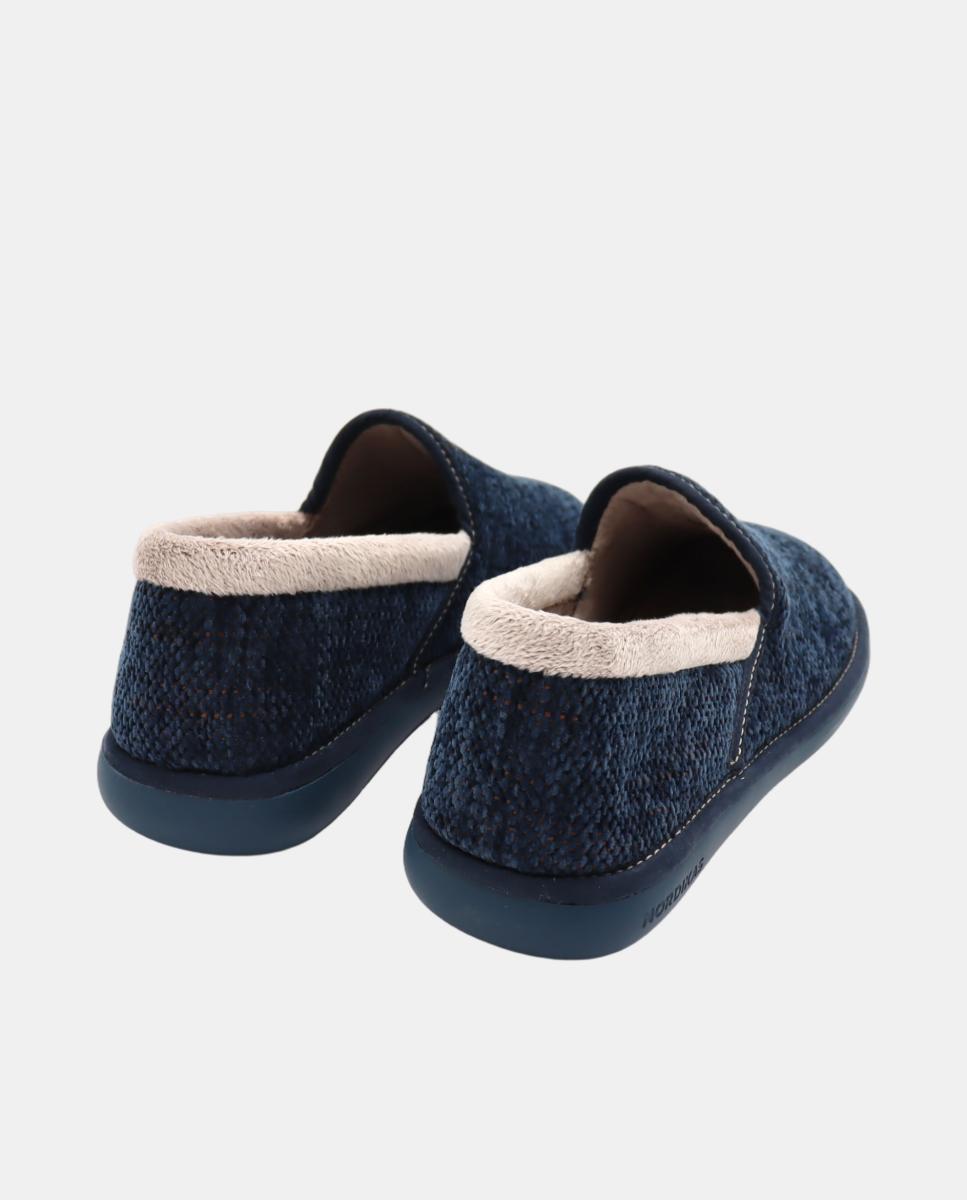 Zapatilla de casa de hombre cerrada en tejido tipo chenilla - Nordikas - Azul oscuro Azul oscuro-2