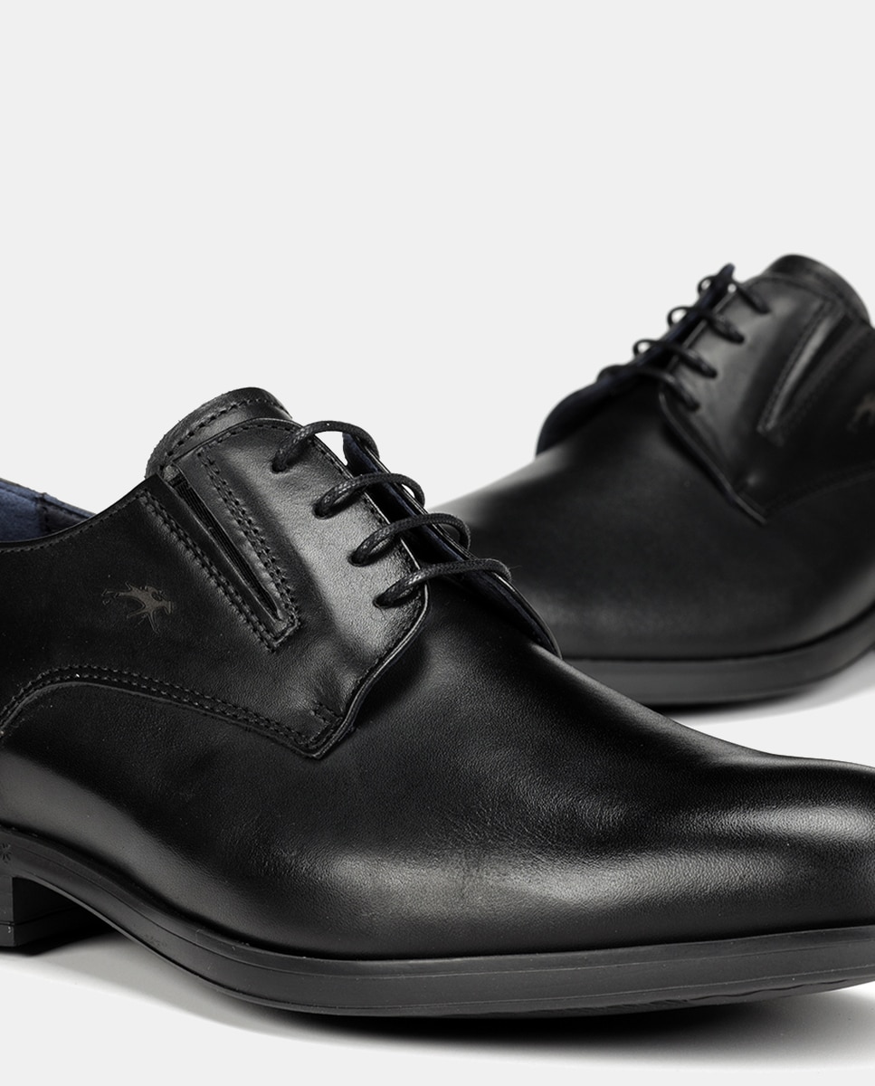 Sapatos de Atacadores Asgard com Pala Lisa e em Pele Preto-6