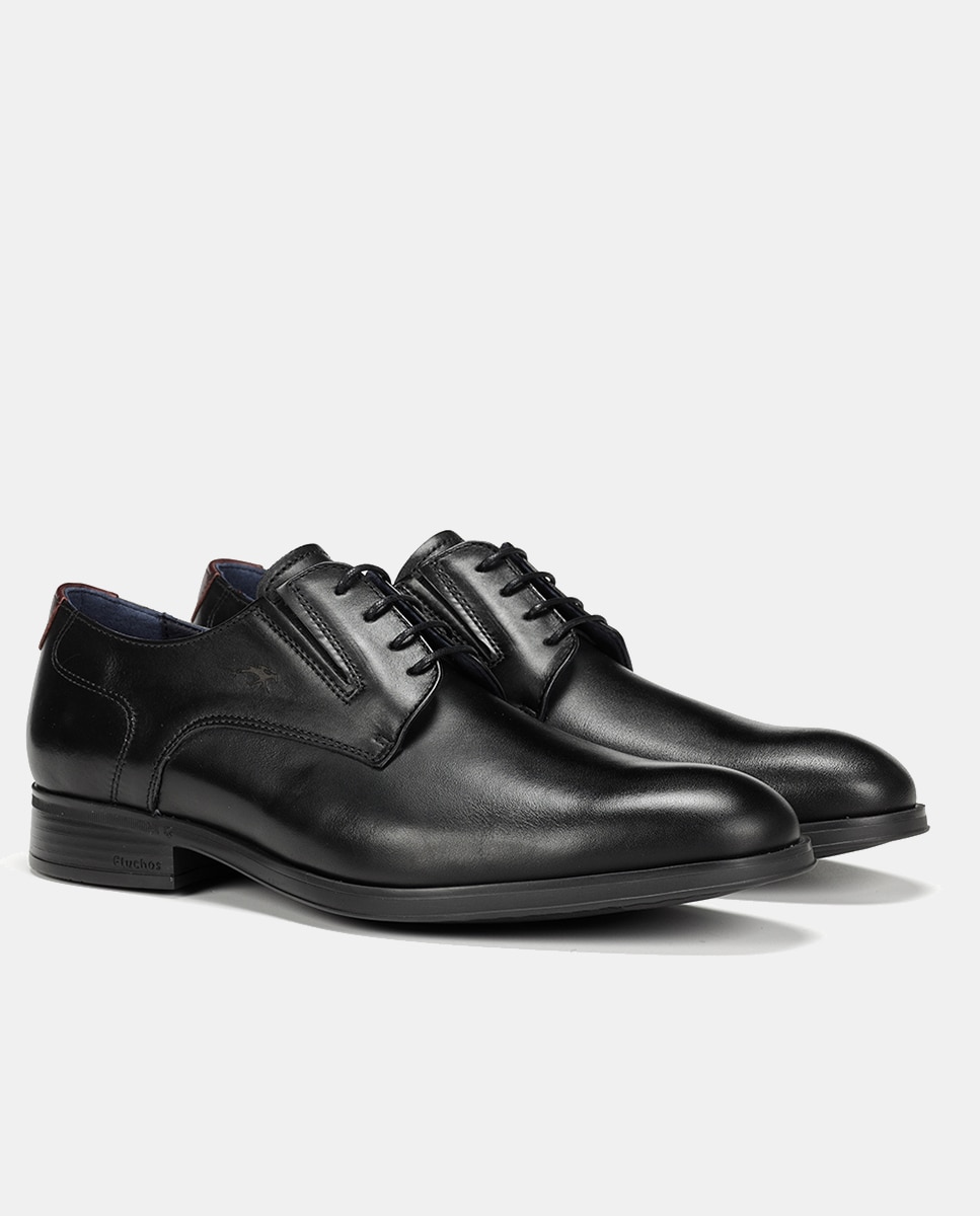 Sapatos de Atacadores Asgard com Pala Lisa e em Pele Preto-7