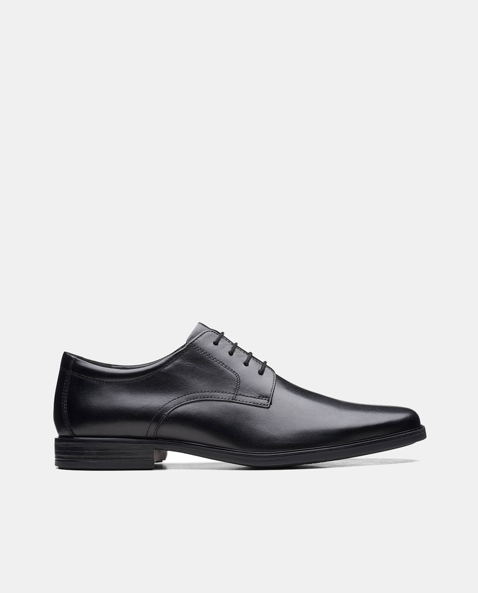 Sapatos de Atacadores em Pele com Sola de TR Preto-1