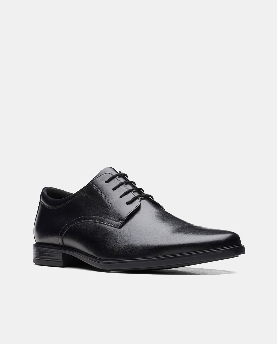 Sapatos de Atacadores em Pele com Sola de TR Preto-2