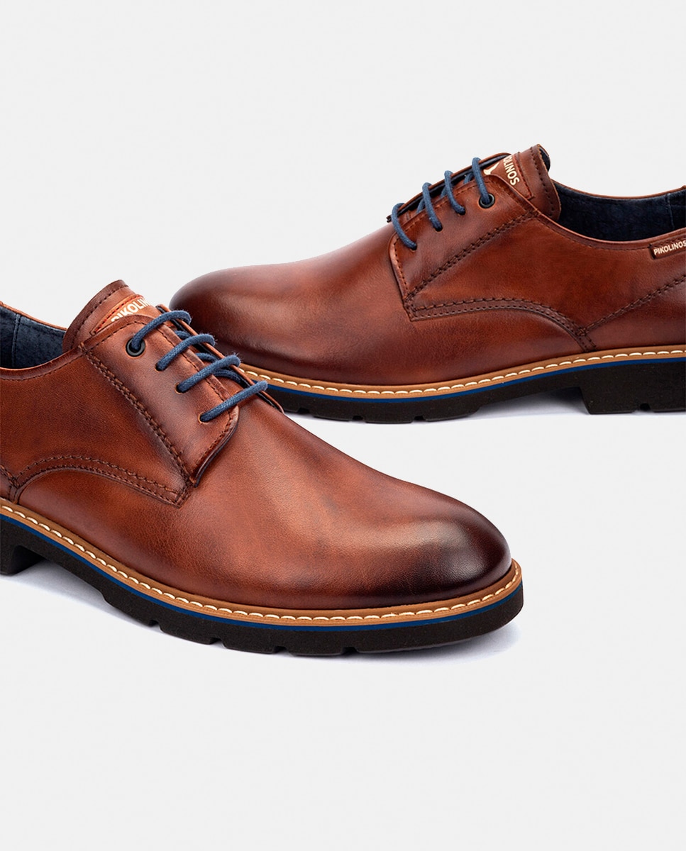 Zapatos de cordones de hombre de piel con suela extraligera - Pikolinos - Marrón Marrón-4