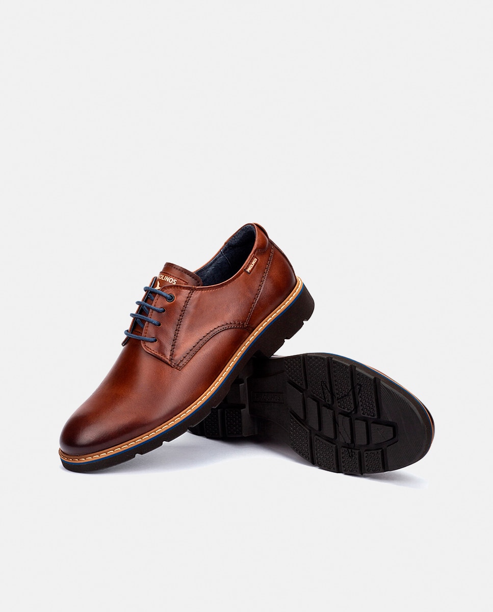 Zapatos de cordones de hombre de piel con suela extraligera - Pikolinos - Marrón Marrón-5