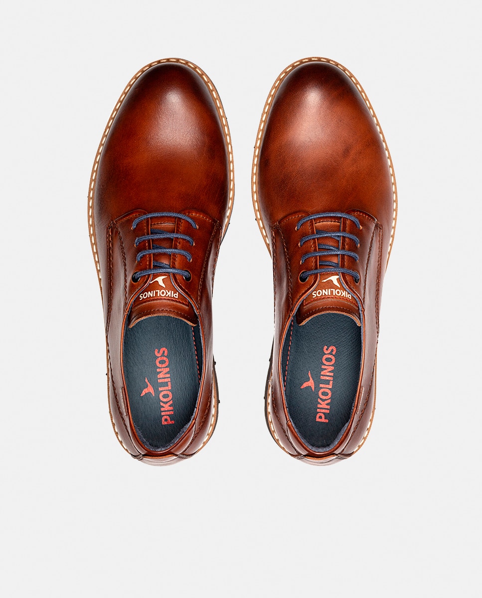Zapatos de cordones de hombre de piel con suela extraligera - Pikolinos - Marrón Marrón-6