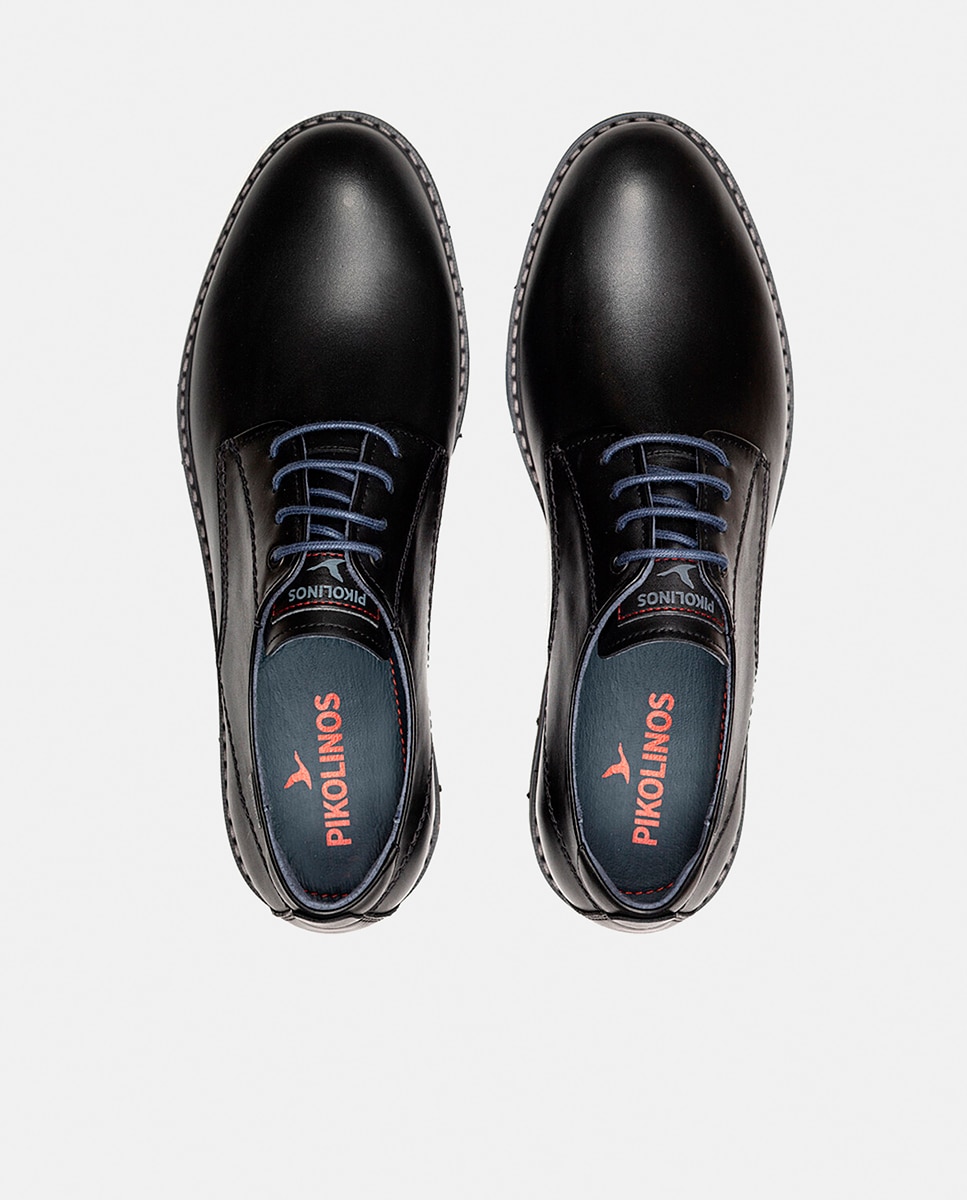 Zapatos de cordones de hombre de piel con suela extraligera - Pikolinos - Negro Negro-2